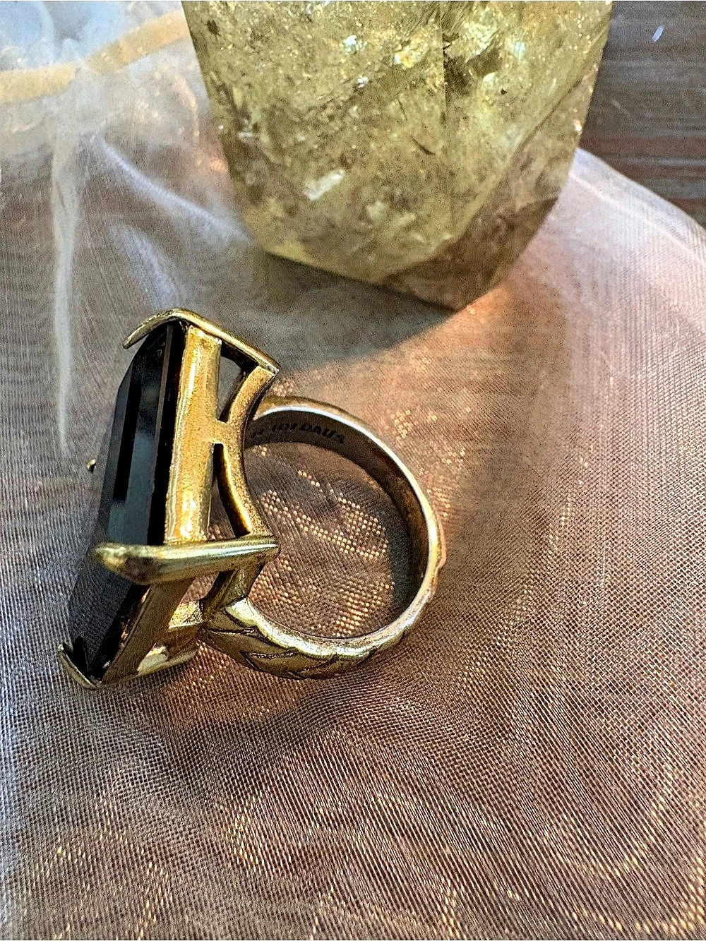 Heidi Daus Gold & Black Statement Ring